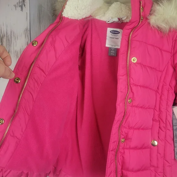 Old Navy Girls Winter Puffer Coat Pink Size 5t - Picture 3 of 5